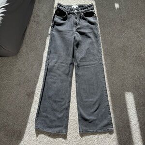 H&M Black-washed high-waisted straight leg/full length jeans